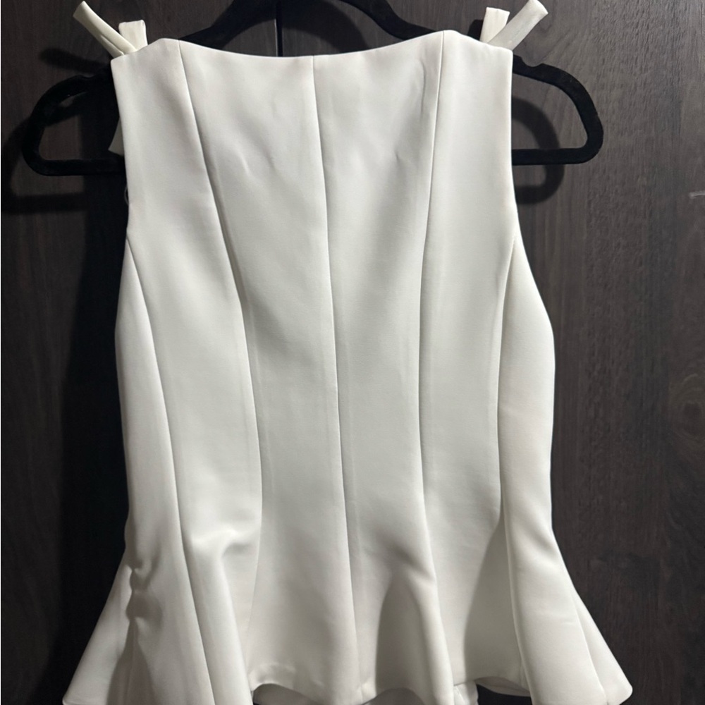 Zara Cream Sleeveless Peplum Top